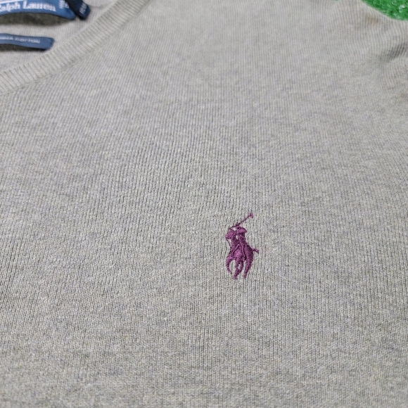 Polo Ralph Lauren Men's Long Sleeve Pima Cotton V Neck Sweater Size XL Gray Prep - Picture 2 of 6